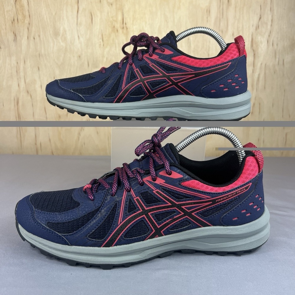 ASICS Frequent Trail Womens Sz 10 Running Shoes Peacock Navy Pink 1012A022